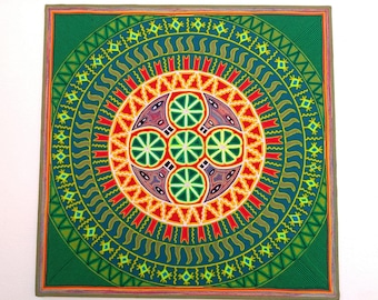 Huichol Yarn Painting Mexican Folk Art by Lourdes Benitez PP3995