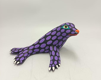 オアハカの木彫り メキシコ民芸品 手作り 狼 Cesar Melchor Ojeda 作