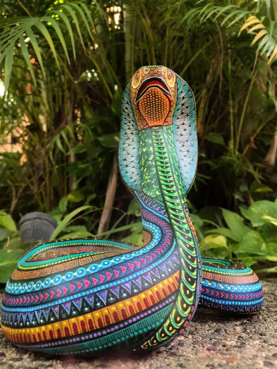 Oaxacan Wood Carving Cobra by Manuel Cruz Prudencio PP4614 - Etsy