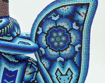 Mexican Huichol Hand Beaded Coyote by Isandro Villa Lopez PP8768