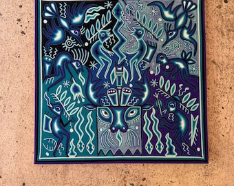 Huichol garnmålning Mexikansk folkkonst av Hilaria Chavez Carrillo PP8908