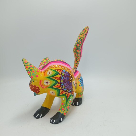 オアハカ メキシコ 木彫り 狼 置物 オアハカの木彫り メキシコ民芸品 手作り 狼 Cesar Melchor Ojeda 作