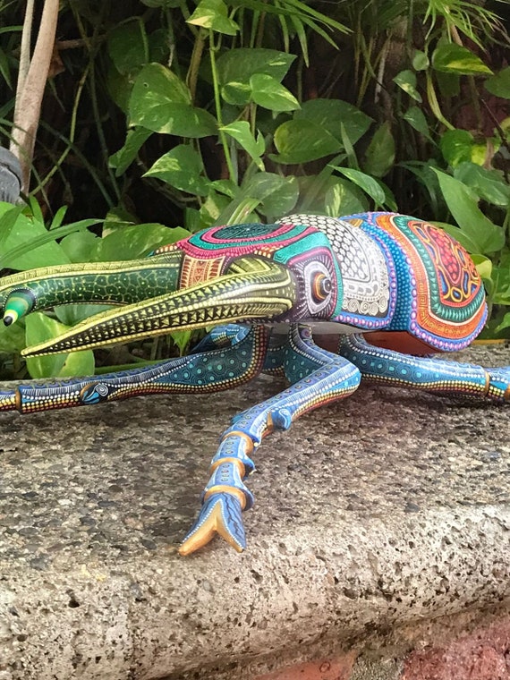 Oaxacan Wood Carving Scarab by Manuel Cruz Prudencio PP4619 - Etsy