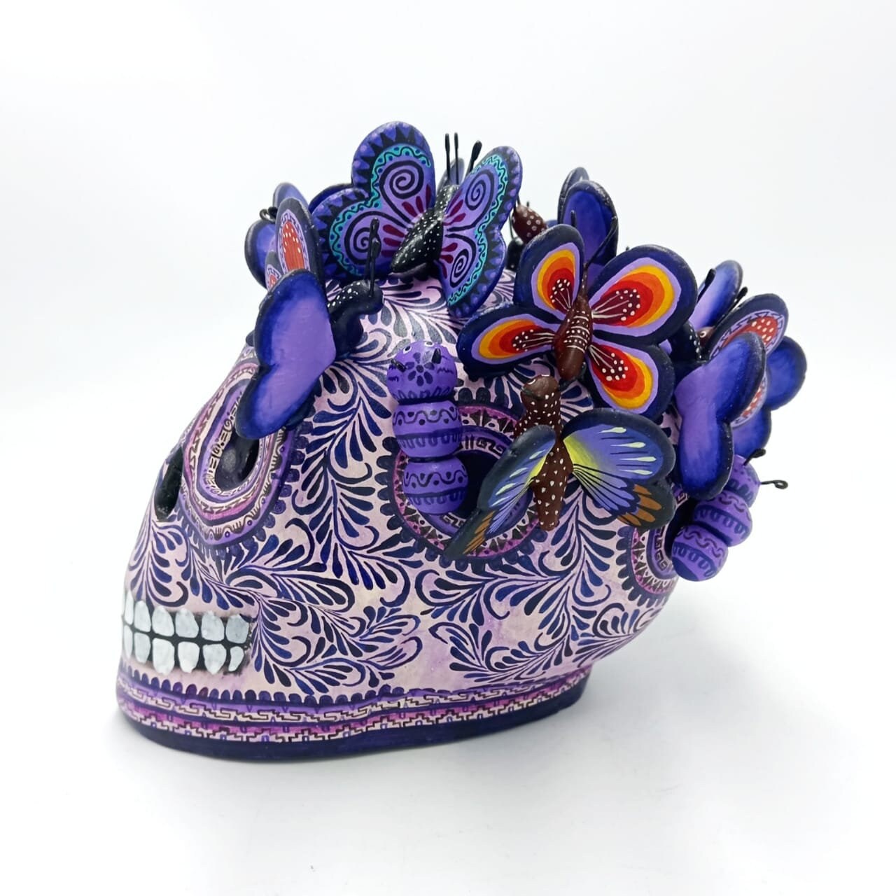 Day of the Dead Ceramics Butterflys Human Skull by Alfonso