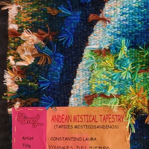 Hand Woven Alpaca Fiber Tapestry Vision in time By Constantino Laura 48 x 48 PP6462 image 5