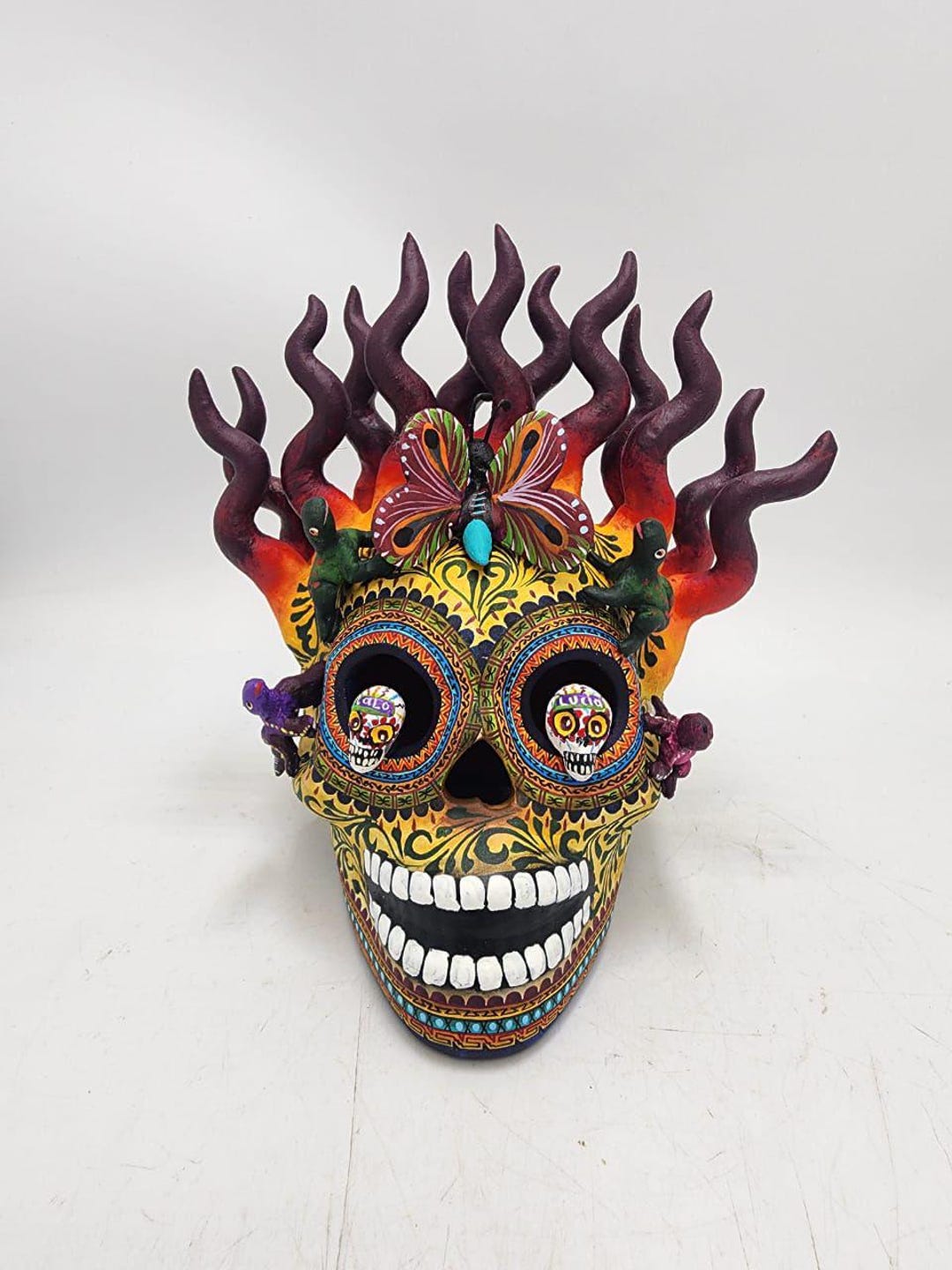 Day of the Dead Ceramics Human Skull by Alfonso Castillo PP8578