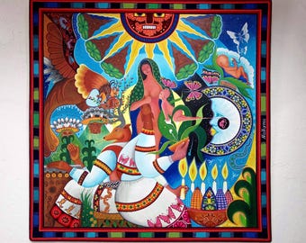Huichol Mexican Folk Art Yarn Painting by Neikame PP7630