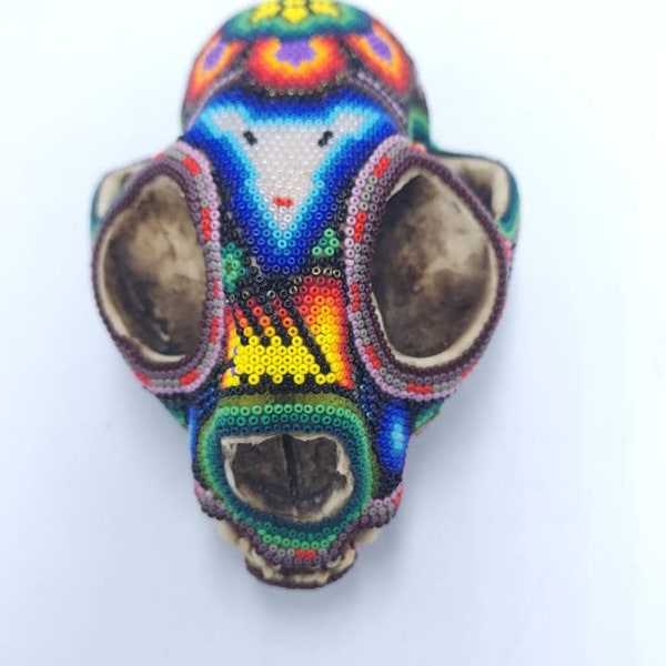 Mexican Huichol Hand Beaded Wildcat By Honorio Villa Lopez PP6060