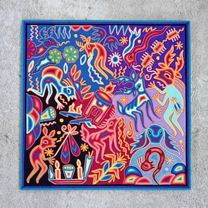 Huichol Yarn Painting Mexican Folk Art By Luciana Benitez PP8141