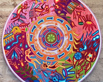 Huichol Yarn Painting Mexican Folk Art By Lorena Benitez PP7024