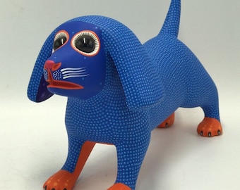 Beautiful Oaxacan Wood Carving Dog By Azucena Santiago   PP5500