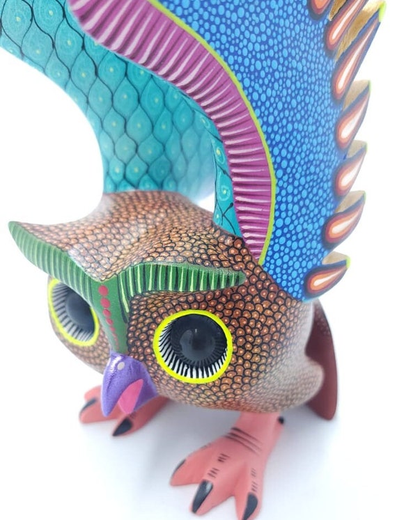 Great Mexican Oaxacan Wood Carving Alebrije Owl by Zoologico