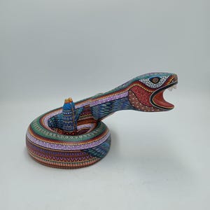 Oaxacan Holzschnitzerei Schlange von Manuelcruz Prudencio PP8053