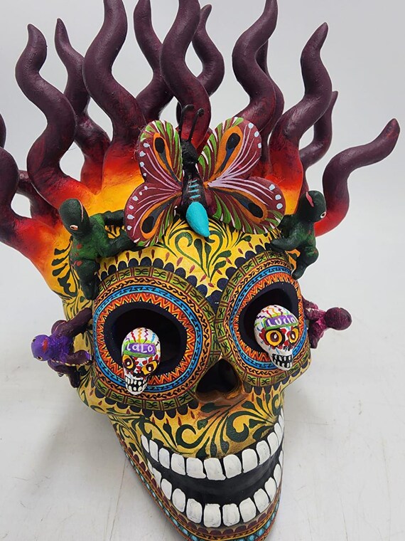 Day of the Dead Ceramics Human Skull by Alfonso Castillo PP8578