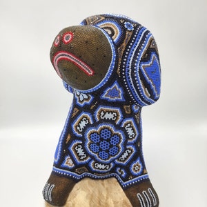 Huichol Beaded Mexican Folk Art Dog By Mayola Villa Lopez PP4492