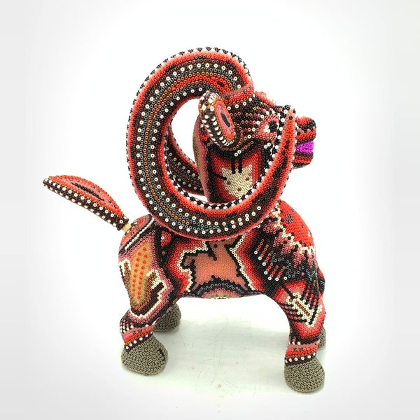 Cimarron con perline Huichol di arte popolare messicana di Isandro Villa Lopez PP5755