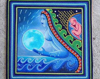 Pintura em fio de arte popular mexicana Huichol por Neikame PP8277