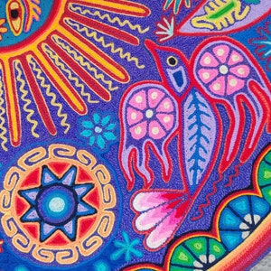 Huichol Mexican Folk Art Yarn Painting by Eliseo Castro pp4205 image 3