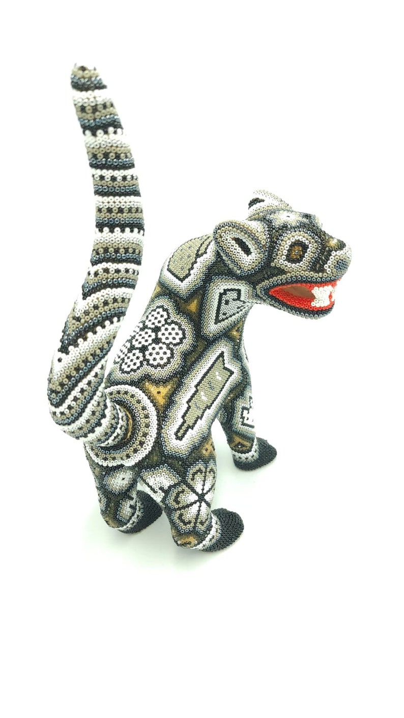 Huichol Hand Beaded Mexican Folk Art Jaguar By Mayola Villa Lopez PP5557 image 5