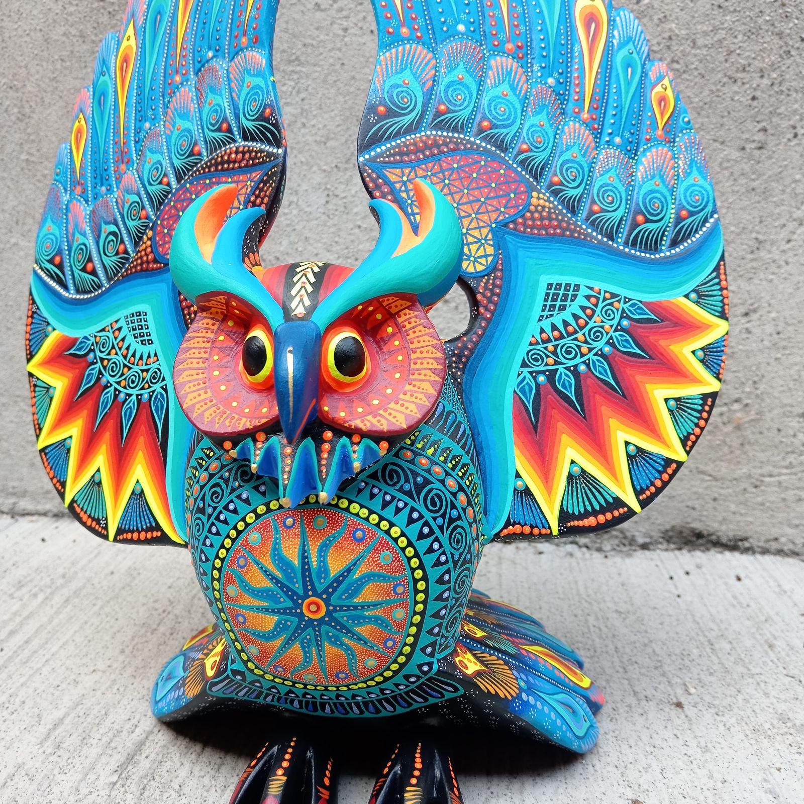 Mexican Folk Art Oaxacan Wood Carving Alebrije Hand Made, Owl by