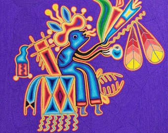 Yarn Painting by Josè Benitez Sanchez, Huichol Art, Tamatsi Maxa