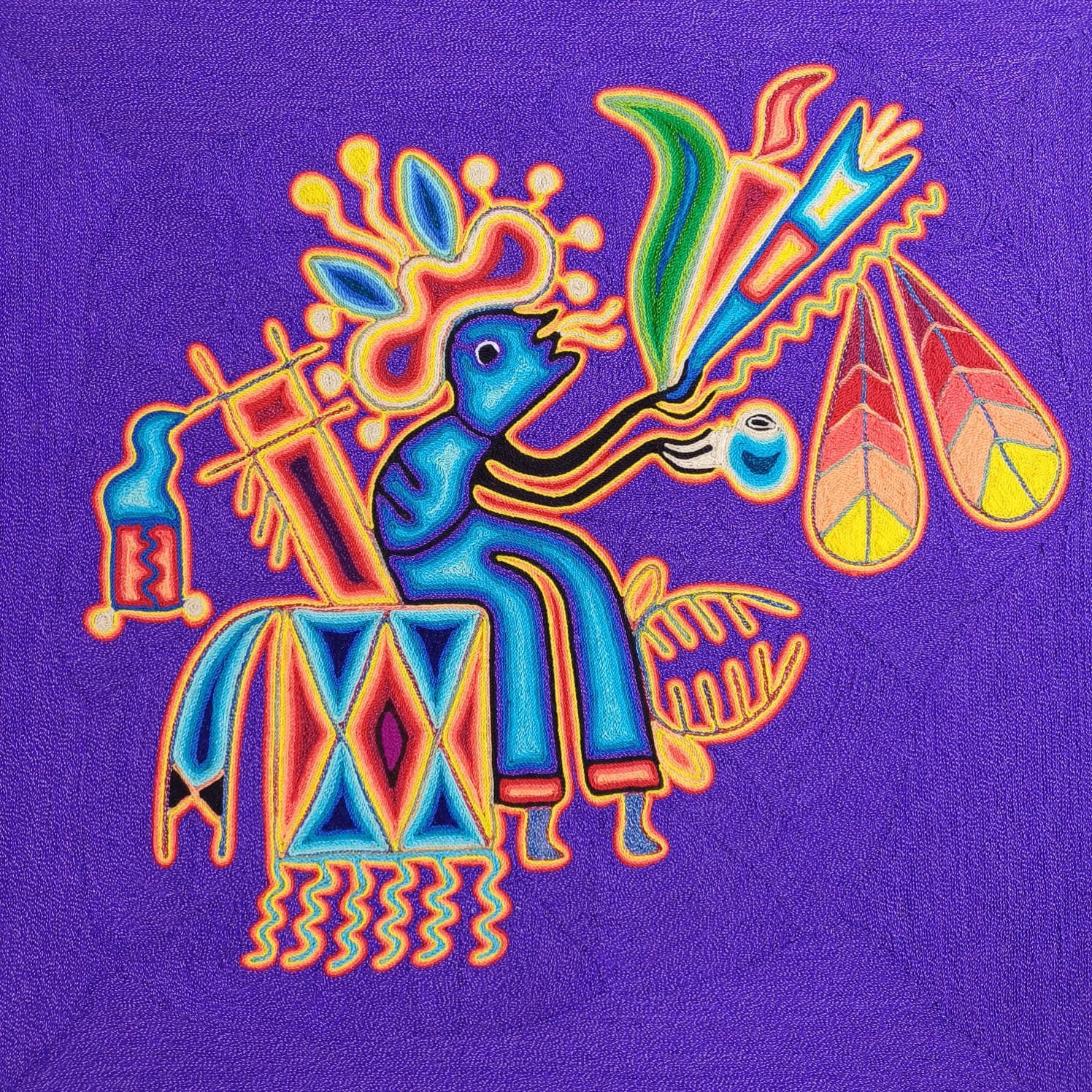 Huichol Yarn Painting Mexican Folk Art by Hilaria Chavez Carrillo