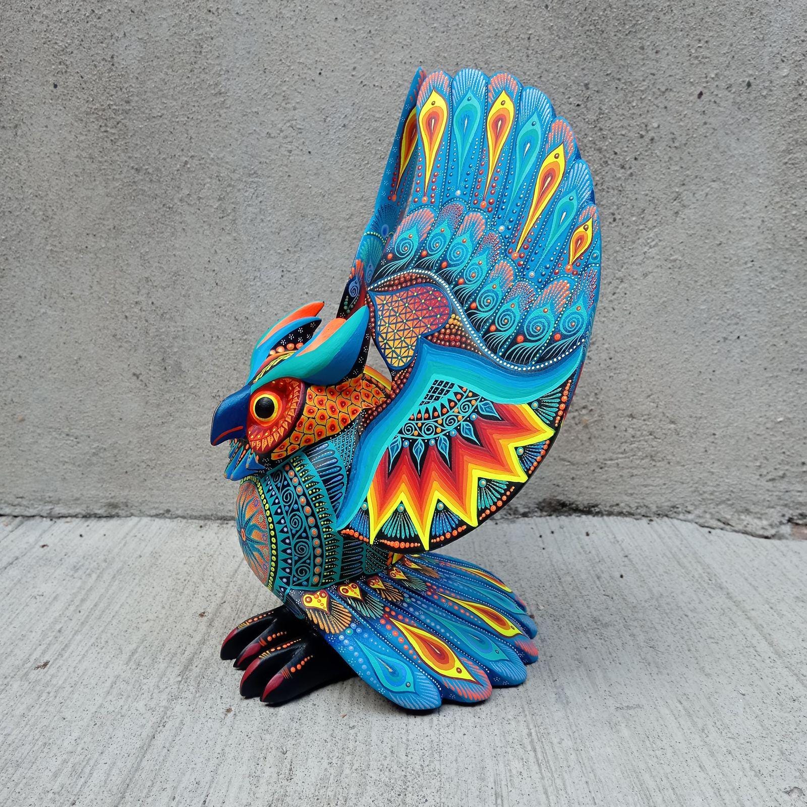 Mexican Folk Art Oaxacan Wood Carving Alebrije Hand Made, Owl by