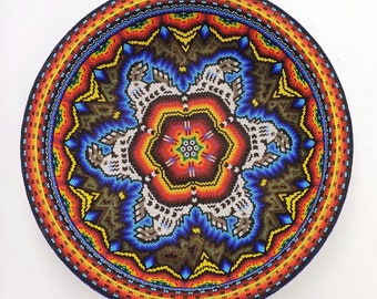 Huichol Hand Perlen Servierplatte Von Santos Bautista PP7047