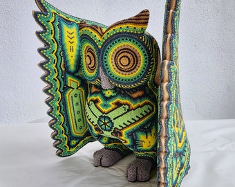 Mexican Folk Art Huichol Beaded Owl by Isandro Villa Lopez pp4141