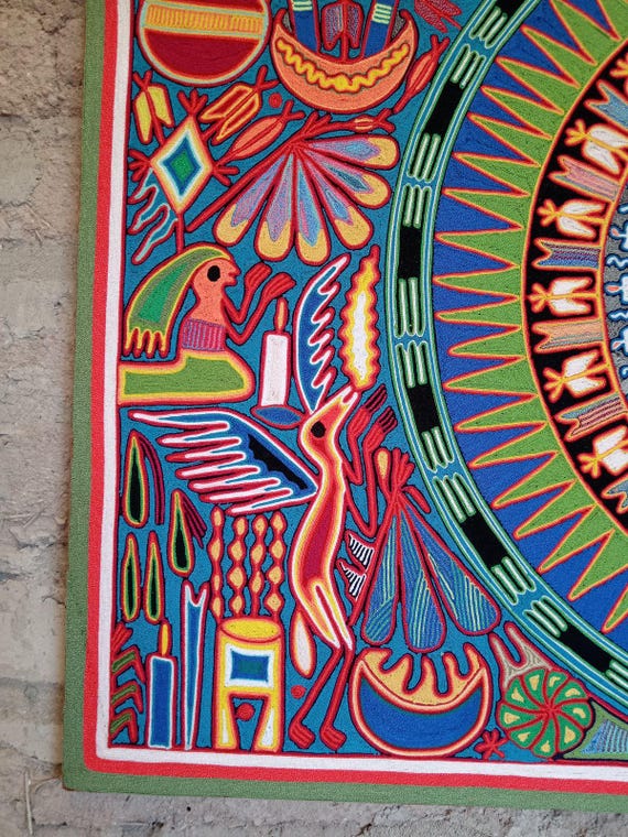 Jingeme 油絵 メキシコの民芸品ウイチョル糸絵 Cooperativa Zitacua PP7805 - Etsy 日本