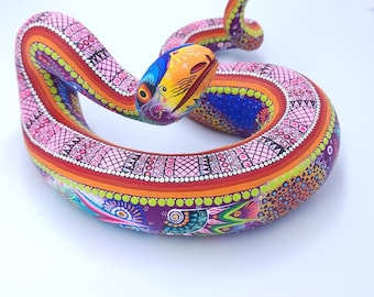 Great Mexican Oaxacan Wood Carving Tona snake By Cesar Melchor pp6565