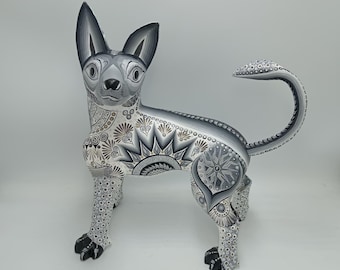 Mexican Folk Art Oaxacan Wood Carving Alebrije Hand Made, Dog By Luis Sosa PP8324