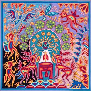 Huichol Yarn Painting Mexican Folk Art By Luciana Benitez PP8140