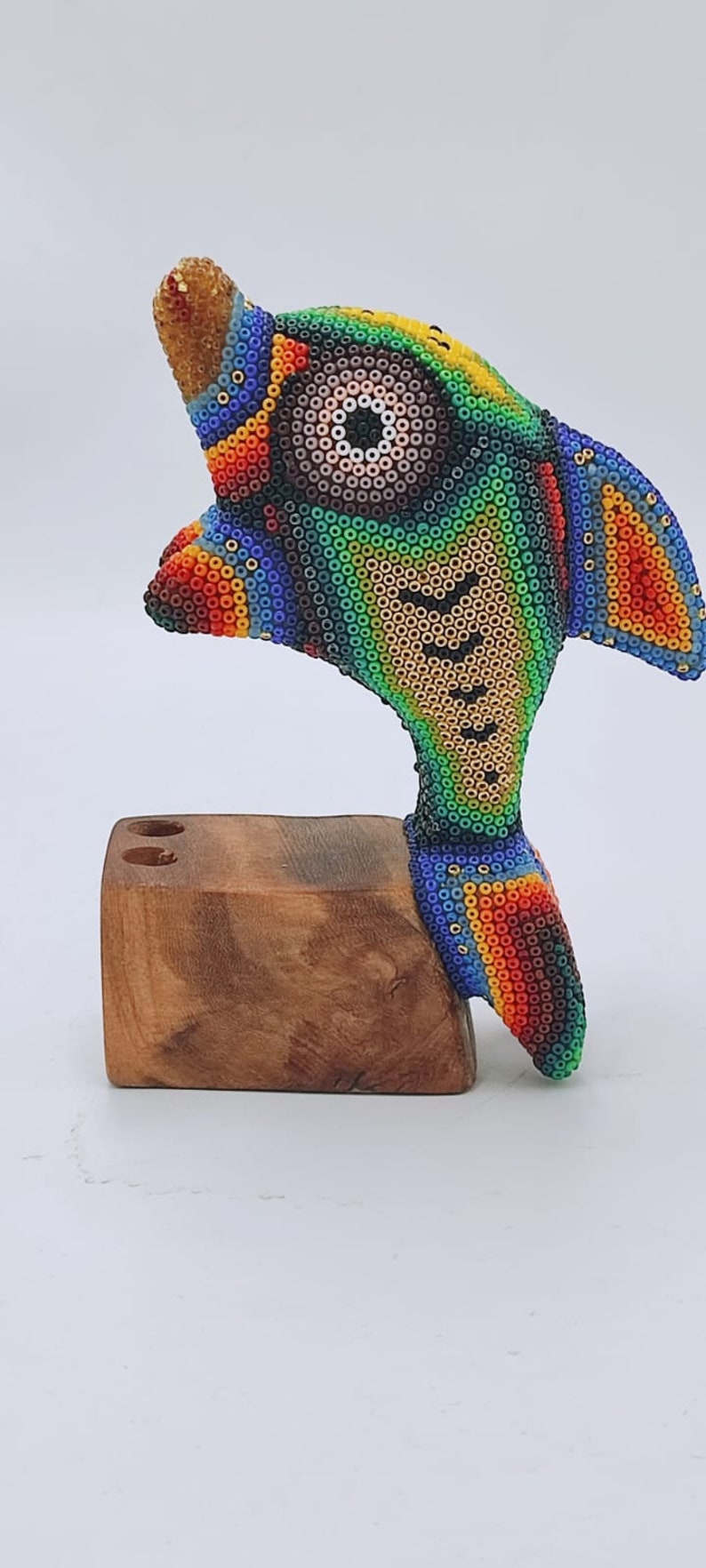 Huichol Hand Beaded Mexican Folk Art Dolphin by Mayola Villa PP6225 image 3