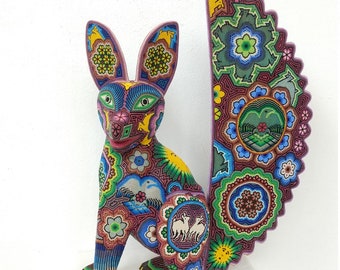 Unbelievable Hand Beaded Huichol Indian Mexican Folk Art 27" Fox By Morelia Lopez pp2743