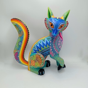Mexican Folk Art Oaxacan Wood Carving Alebrije Hand Made, Lynx By Luis Sosa PP8317