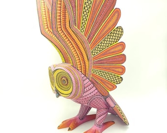 Oaxacan Wood Carving Owl By Jacobo y Maria Angeles PP6097