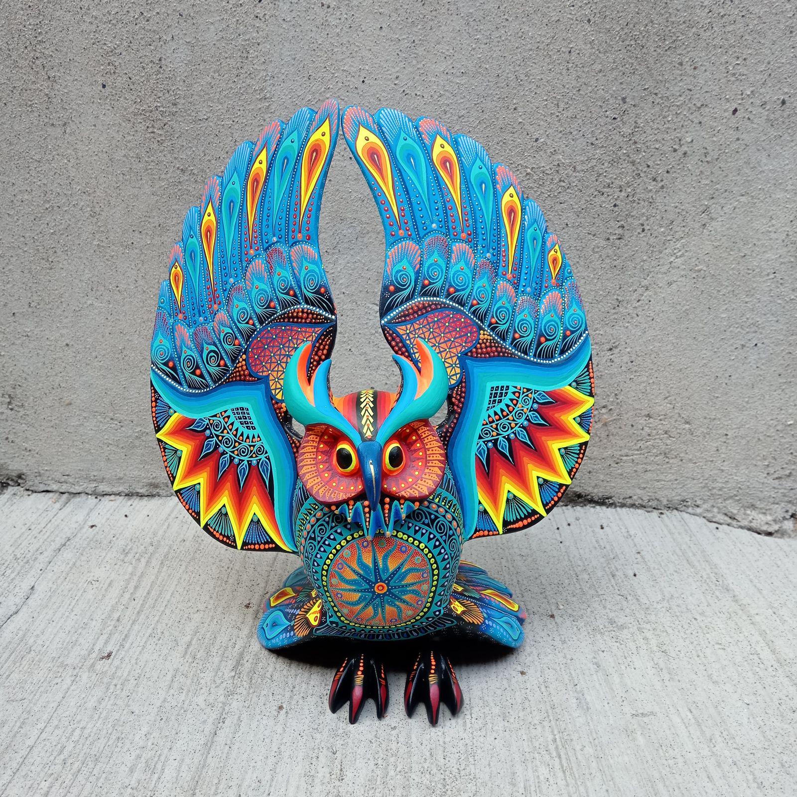 Mexican Folk Art Oaxacan Wood Carving Alebrije Hand Made, Owl by