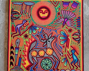 メキシコの民芸品ウイチョル糸絵 Cooperativa Zitacua PP7805 - Etsy 日本