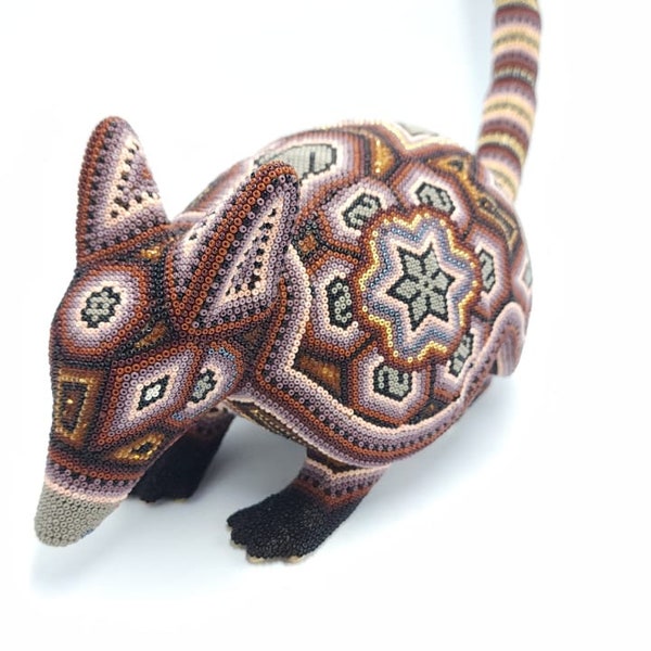 Armadillo di arte popolare messicana con perline di Mayola Villa Lopez PP5369