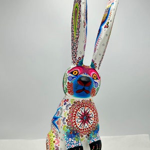 Oaxacan Wood Carving Hand Made Rabbit By Cesar Melchor Ojeda PP7187