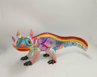 オアハカの木彫り メキシコ民芸品 手作り 狼 Cesar Melchor Ojeda 作
