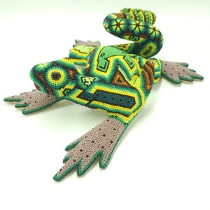 Huichol Hand Beaded Mexican Folk Art Iguana By Mayola Villa Lopez HMV02 image 5