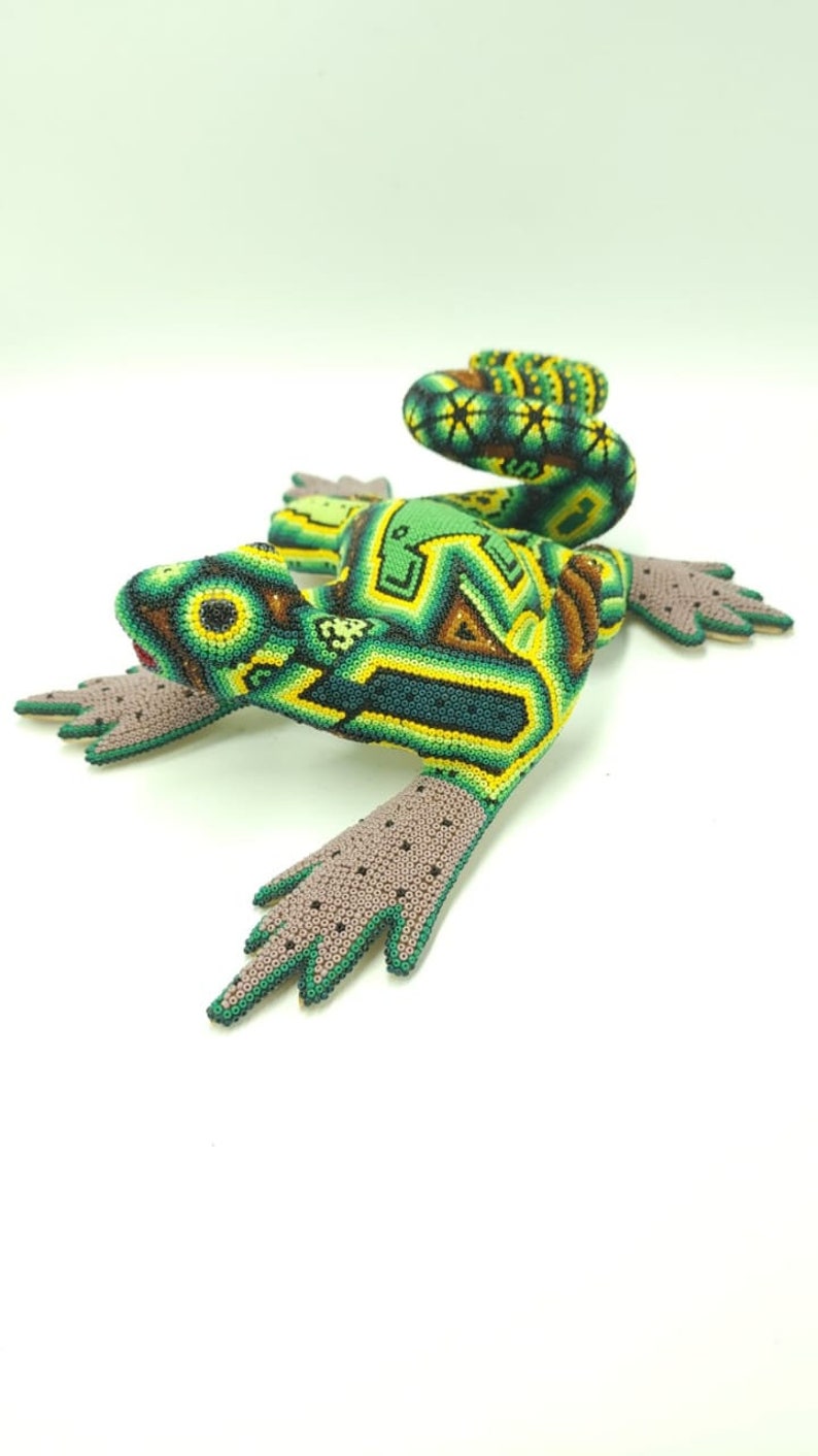 Huichol Hand Beaded Mexican Folk Art Iguana By Mayola Villa Lopez HMV02 image 5