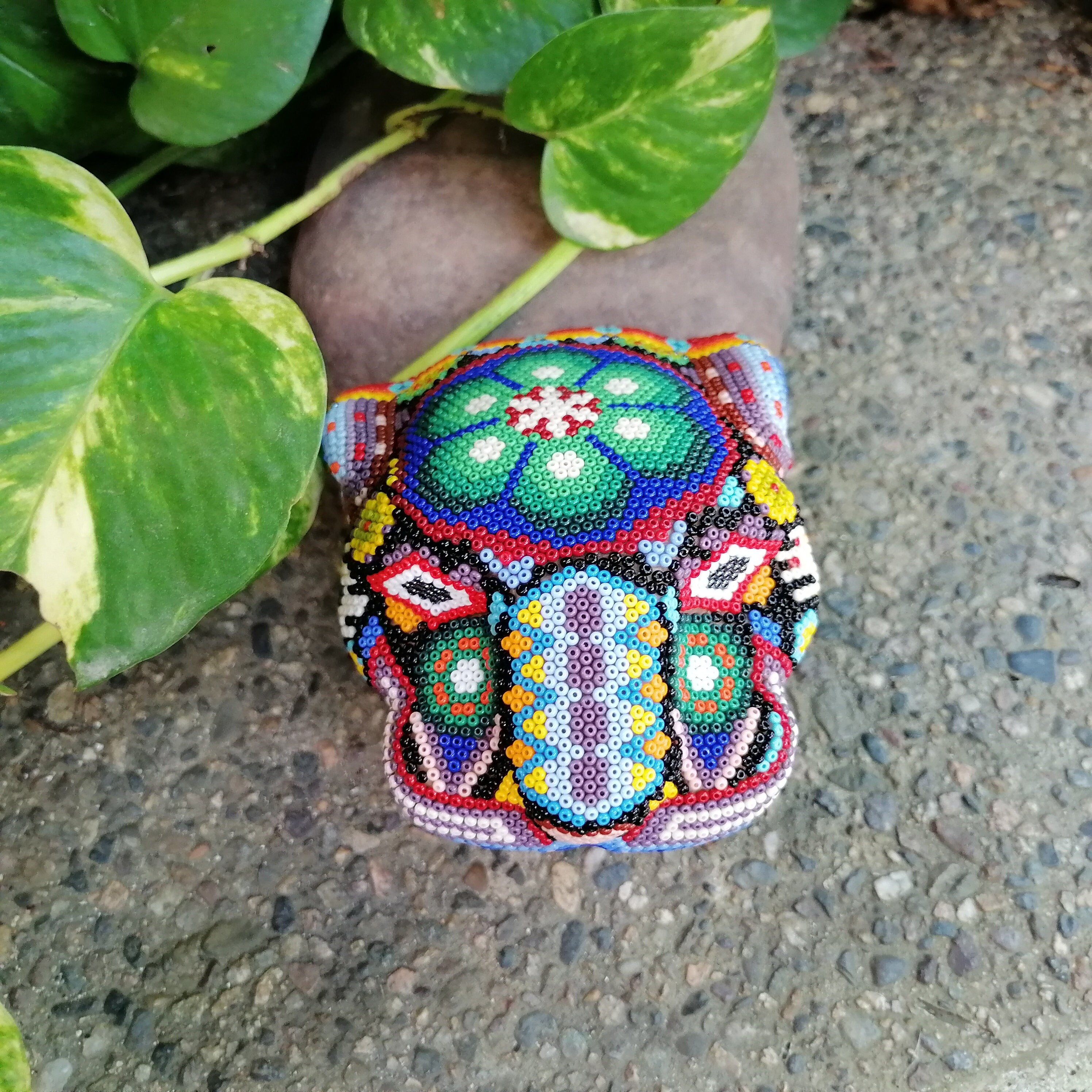 PP690 Huichol Mexican Folk Art Jaguar Head Jesus Jimenez | Etsy