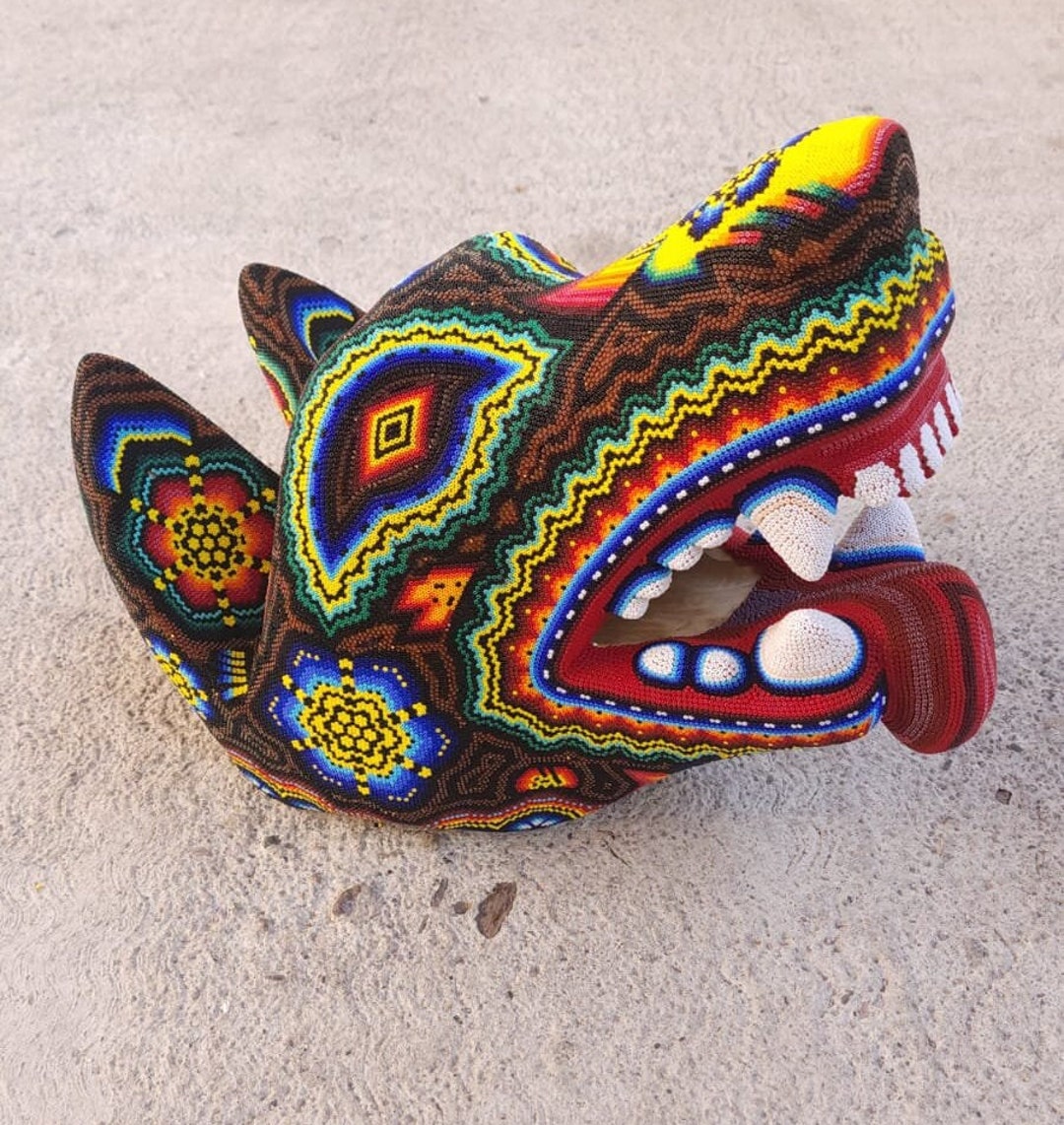 Huichol Beaded Bear Head main image 1