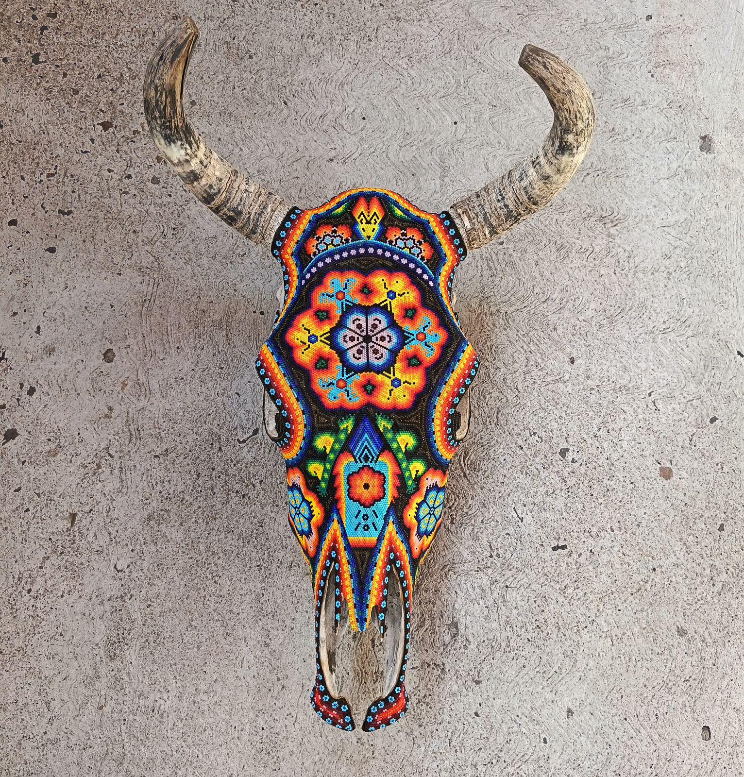 Huichol Colorful Bead Art Mexican Folk Art Leather Belt W. Statemen Buckle. \'91 Mexican Beaded Belt - Etsy main image 3
