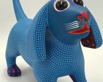 Beautiful Oaxacan Wood Carving Dog By Azucena Santiago   PP5501