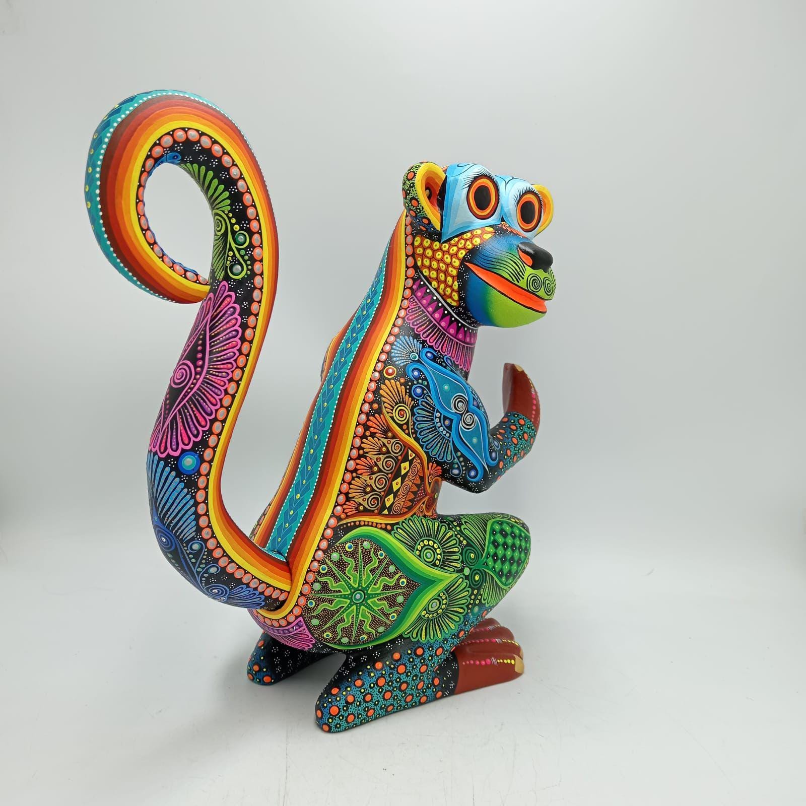 Mexican Folk Art Oaxacan Wood Carving Alebrije Hand Made, Monkey