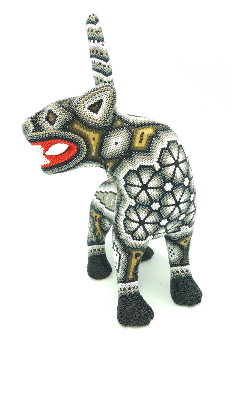 Huichol Hand Beaded Mexican Folk Art Jaguar By Mayola Villa Lopez PP5557 image 3